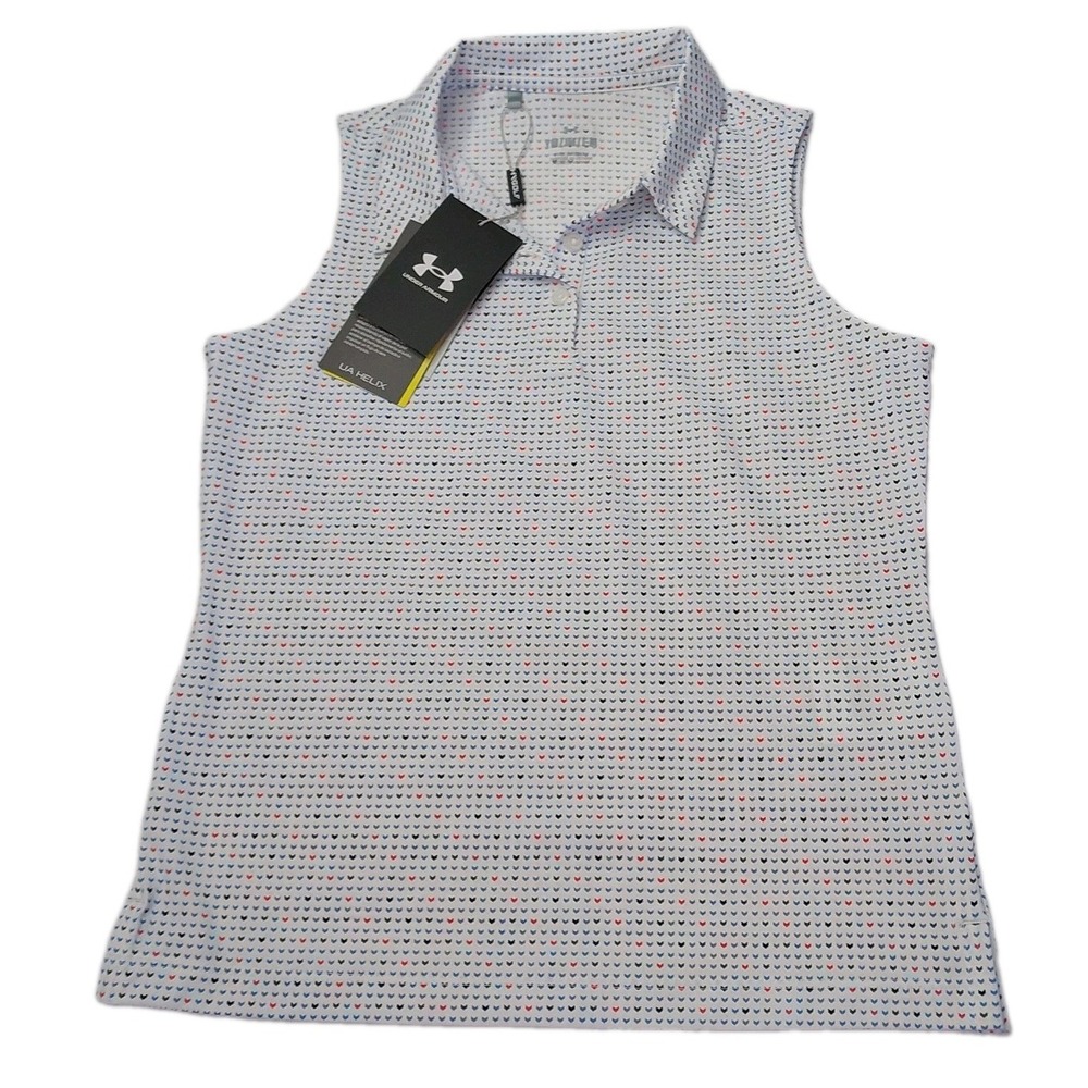 Under Armour Shirt Youth Girls Medium 10-12 Sleeveless Golf UA Helix NWT‎ White